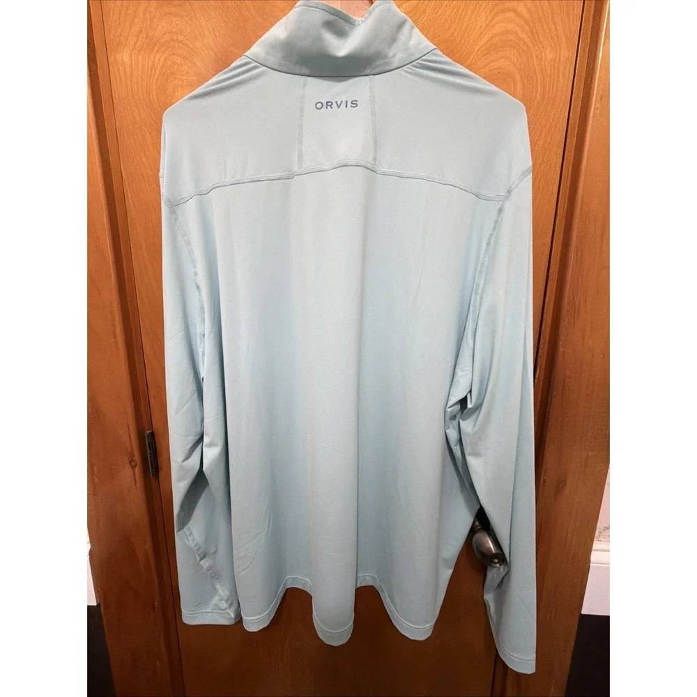 ORVIS Men's XXL light Blue 1/4 Zip Pullover Lightweight Long Sleeve Performance